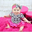 Damask Baby Bodysuit Hot Pink White Quatrefoil Clover Pettiskirt JS4577